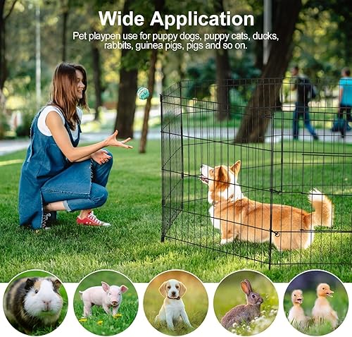 Miniatura 7 de PJYuCien - Corralito para perros 8 paneles de 24 pulgadas de altura para perros pequeñosmedianosmedianosmedianosmedianoscon almohadilla inferior