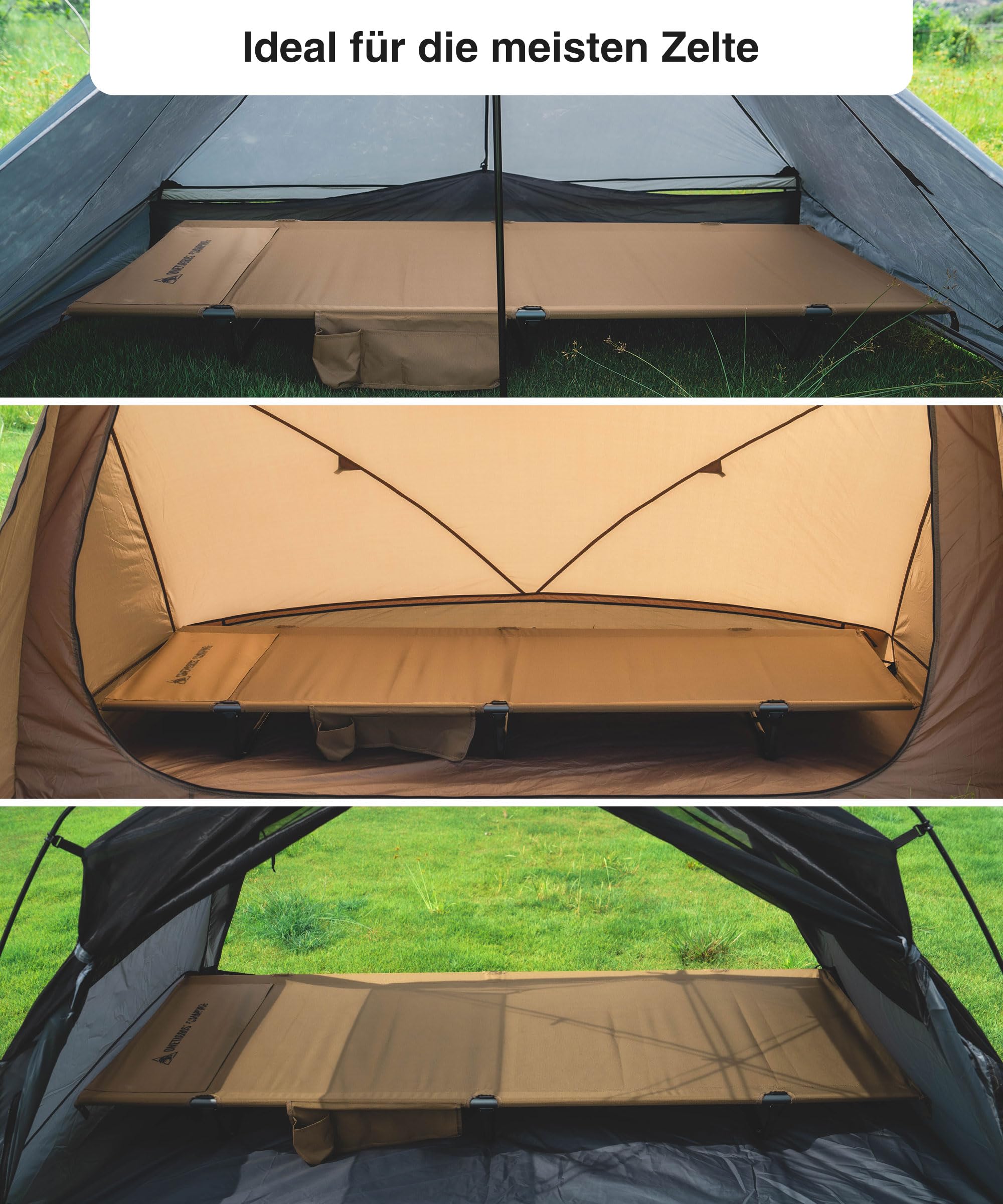 OneTigris SUPRANUBIS lettino da campeggio pieghevole, portatile, leggero, fino a 180 kg, per tenda, all'aperto, viaggi, giardino, ufficio (190 × 70 × 18 cm)