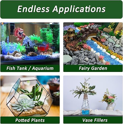 Miniatura 10 de BXI 2.2 libras de arena de grava de sustrato de acuario pequeño, grava lisa pulida, vidrio de mar azul vibrante sin revestimiento que no destiñe,