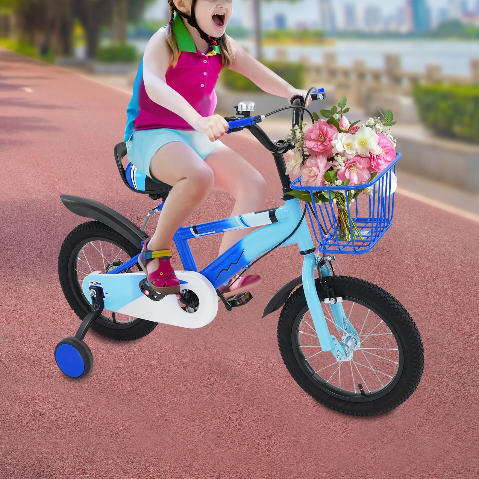 Vélo Enfant WSIKGHU 12 Pouces – Roues Stabilisatrices, Panier, Freins Double, Pour 2 à 5 Ans