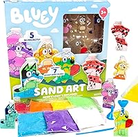 Vista 1 de Bluey Kit de arte de arena, incluye 5 botellas de arte de arena y 7 arenas de colores, crea tu propio arte de arena, kit de bricolaje, proyecto