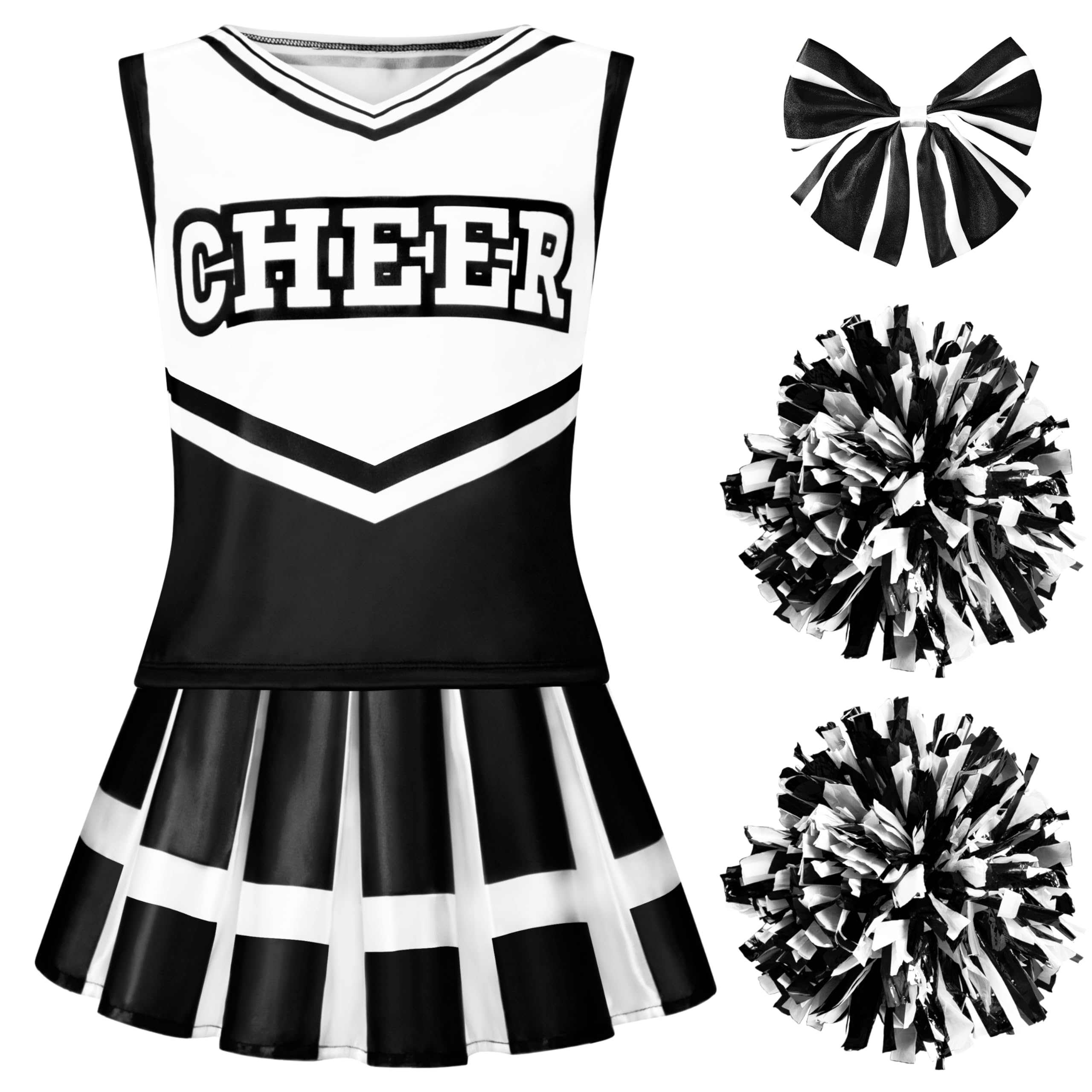 Spooktacular Creations Girl Cheerleader Costume, Halloween Cute Cheer Uniform Outfit with Accessories for Dress Up Parties