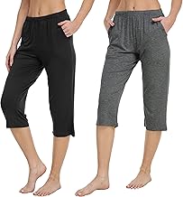 MoFiz Pantacourt de Pyjama Femme Bas Pyjama Modal Leger Pantalon Parfaits pour Le Sport ou Nuit