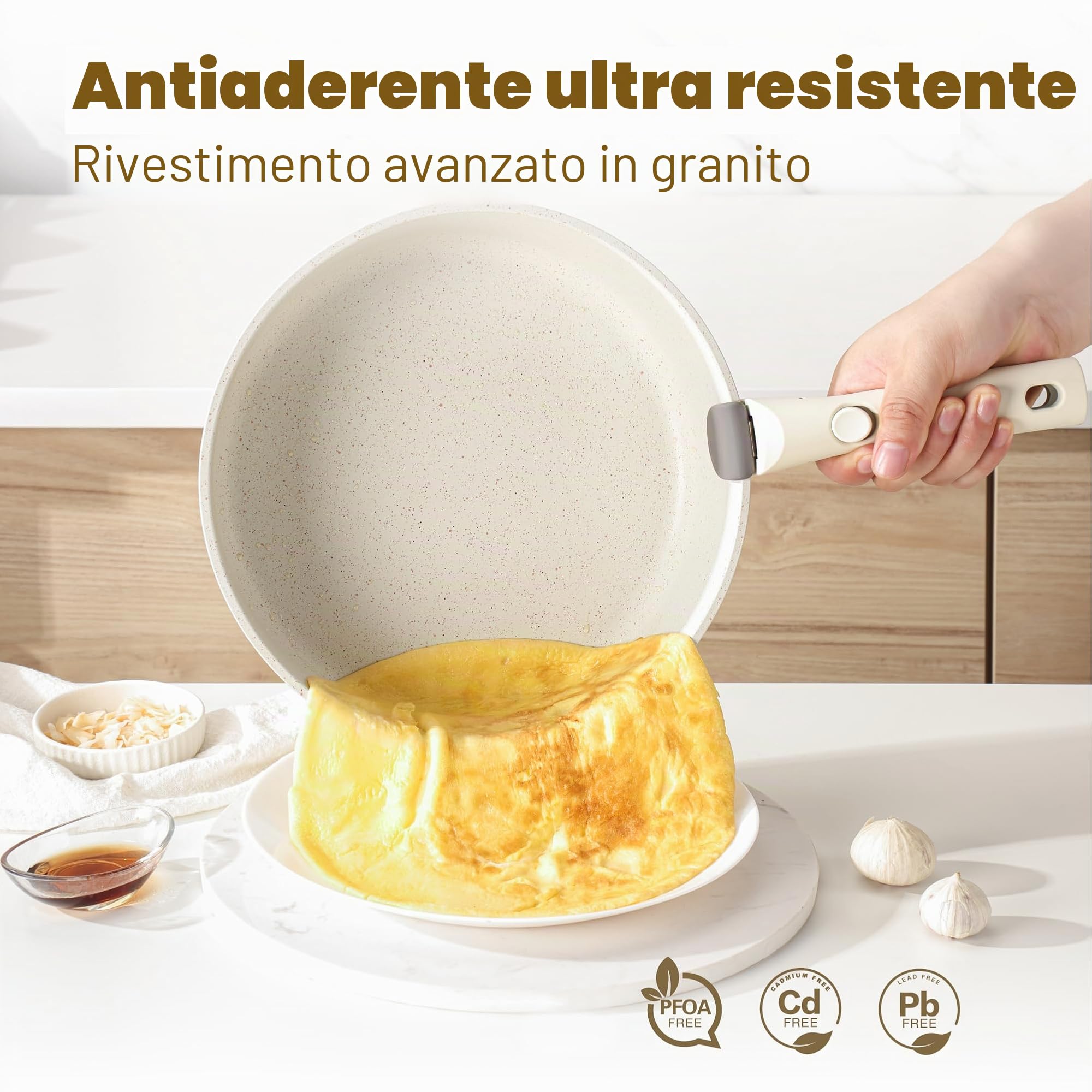 SENSARTE Set Pentole Induzione 17 Pezzi, Batteria pentole a induzione e ogni piano cottura, Set Padella Antiaderente, Manici Amovibili, con Coperchi, Impilabile