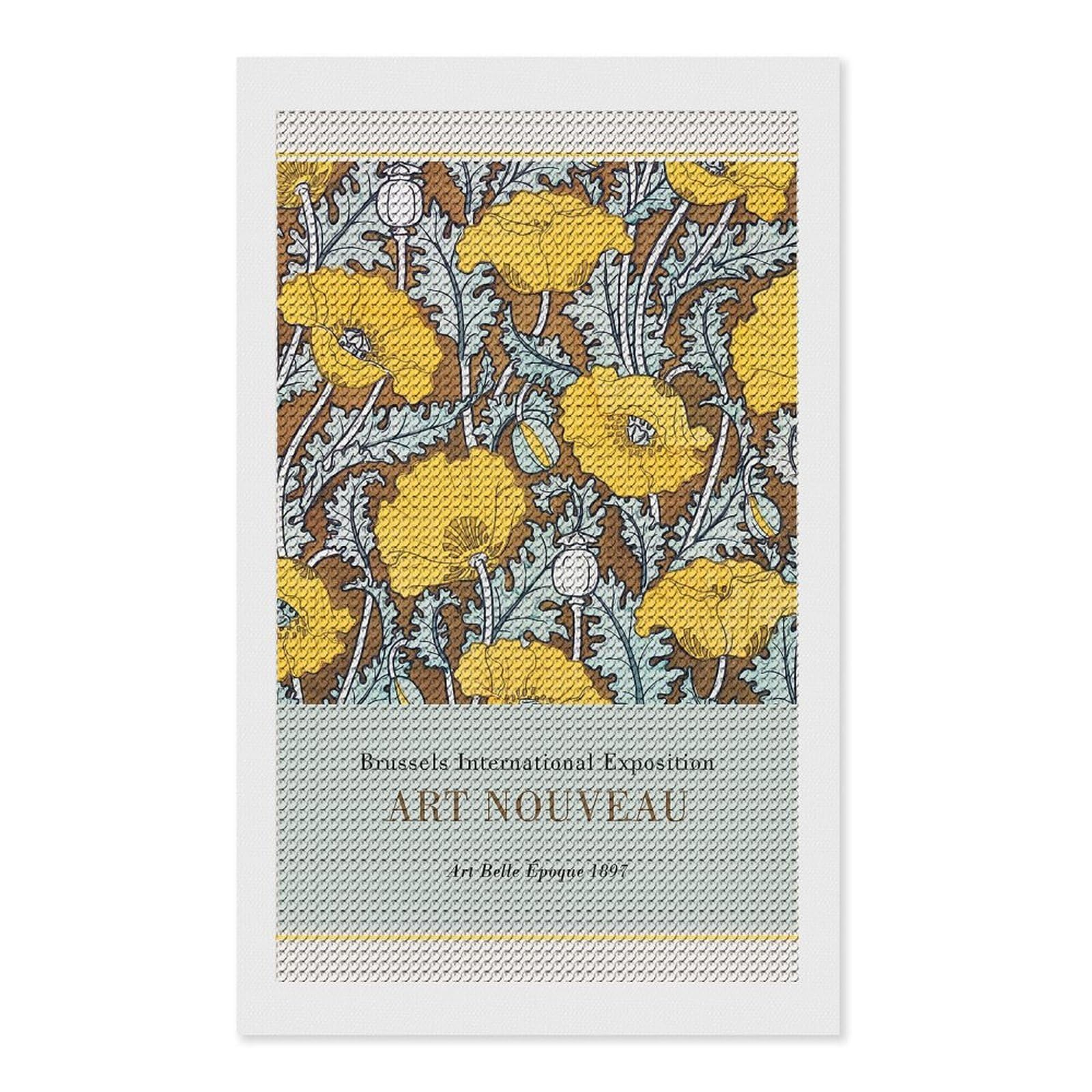 Junmoney Brussels International Exposition Art Nouveau DIY Diamond Art Canvas Kit 12"x20", Adhesive Canvas, Easy to Enjoy, Farmhouse Decor, Festive Craft Gift