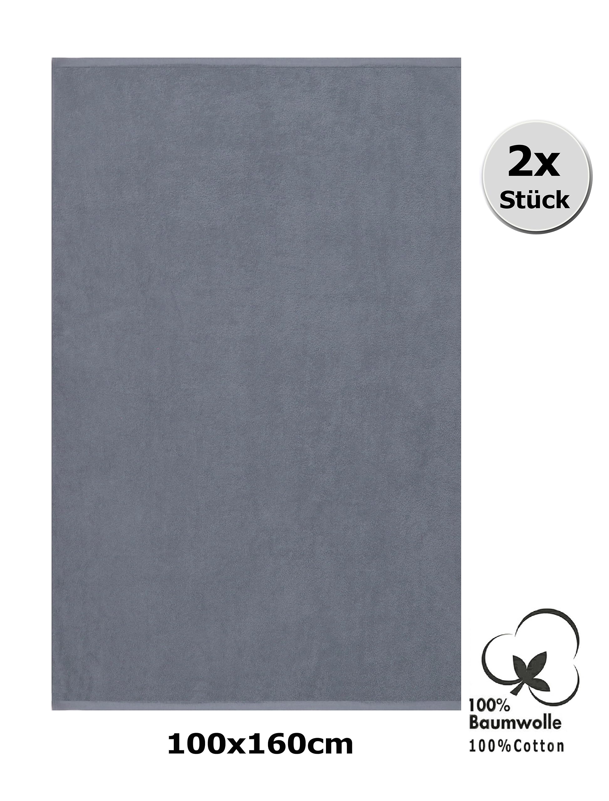 Betz 2 Stück Badetuch groß XXL Größe 100 x 160 cm Badetücher Saunatuch Set Dresden 100% Baumwolle Farbe anthrazit