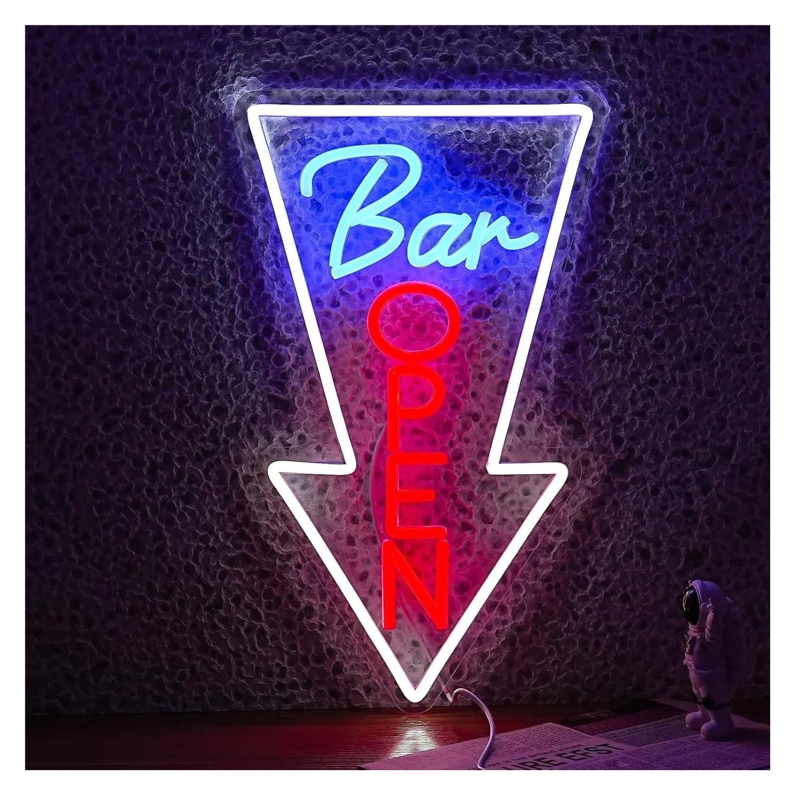 RONGCH Hanging Art Neon Signs Bar Open Neon Light with Arrow USB Dimmable Sign Wall Decor for Bar Party Club Beer Shop 42x25cm