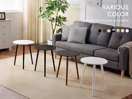 Miniatura 44 de Apicizon Juego de 2 mesas auxiliares redondas, mesa auxiliar blanca para sala de estar, dormitorio, espacios pequeños, mesa auxiliar Morden Oro,1