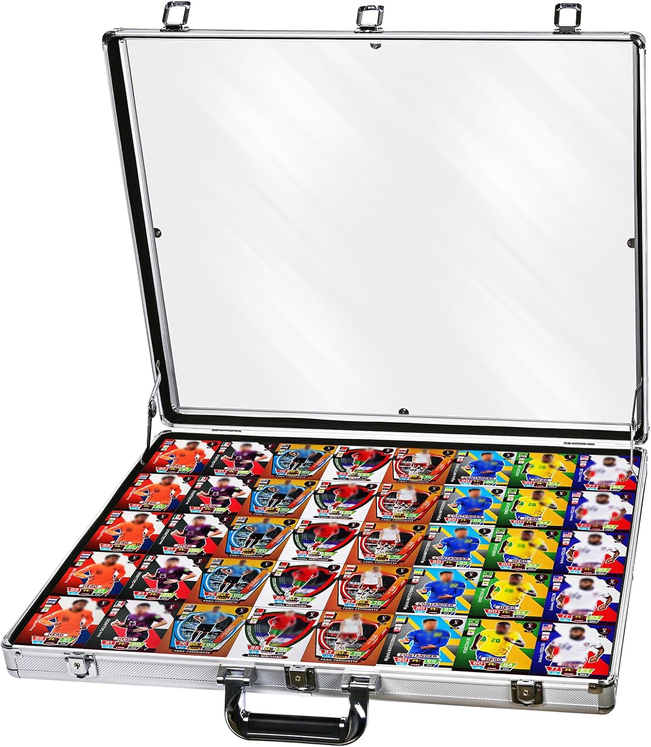 trade show display case, poiuna 24"x20" table top portable aluminum baseball card display case with locks clear acrylic showcase for jewelry craft mtg cards collector shows