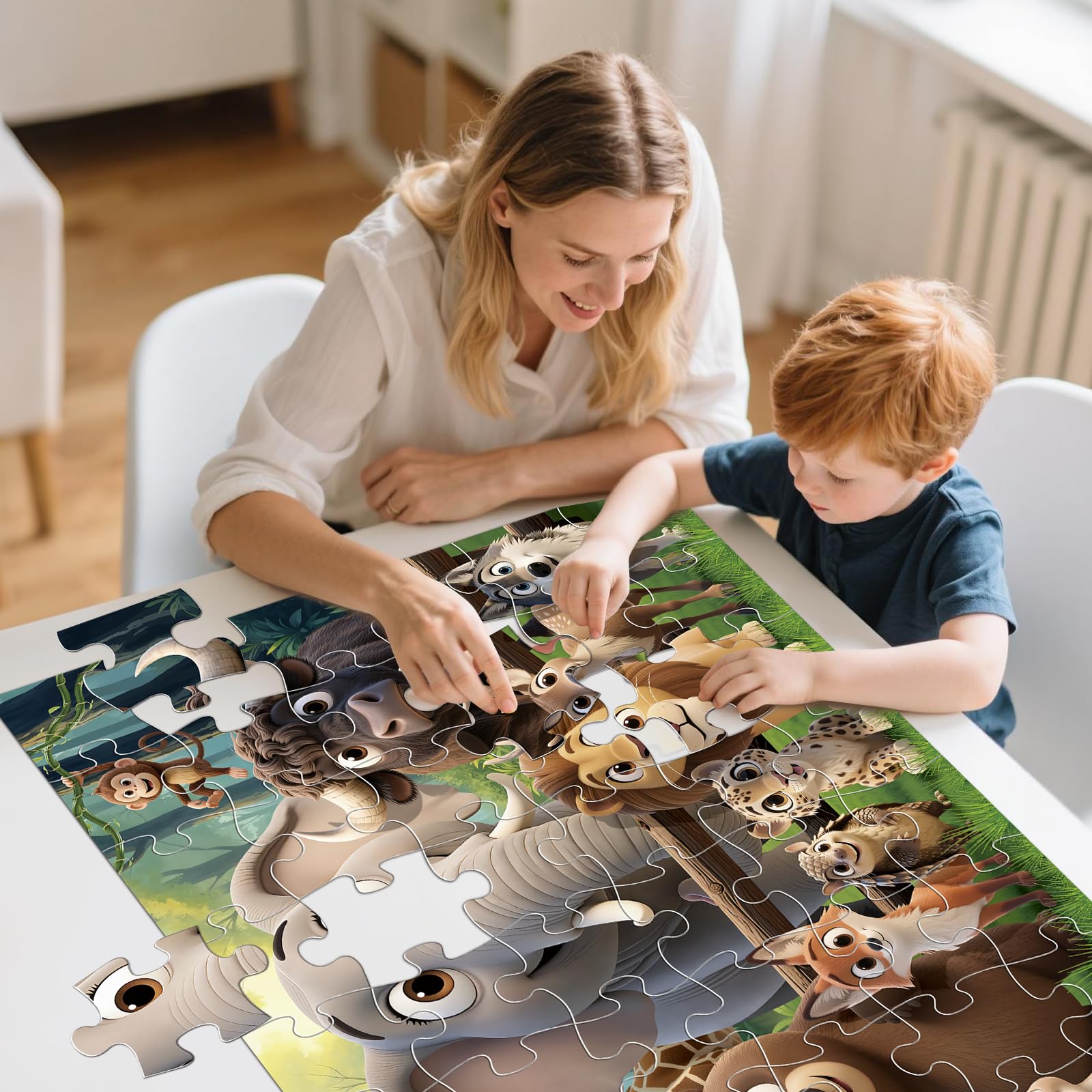 Große Bodenpuzzle für Kinder, 48-teiliges Waldtier-Puzzle, Lernspielzeug für Kleinkinder im Alter von 3 bis 5 Jahren, Lebensvorschulpuzzle