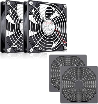 Wathai 120mm x 25mm 12V PC Computer Case Fan 12 Volt 2Pin with 120mm Fan Filter 2 Pack