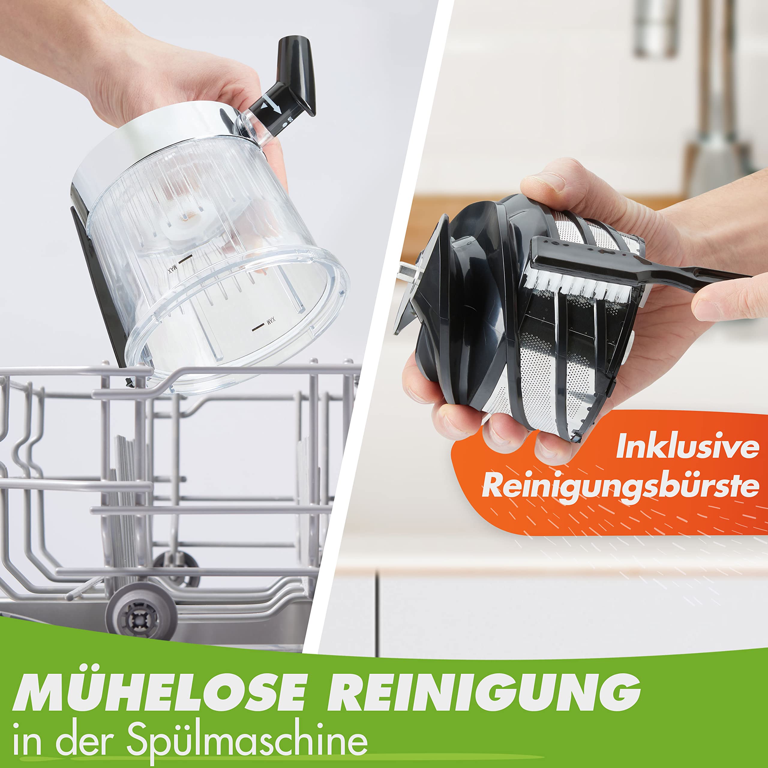 Nutrilovers Entsafter Slow Juicer NUTRI-PRESS Obst & Gemüse Entsafter - BPA-frei, 350 Watt, Sehr Leise, Ideal für Einsteiger Inkl. To Go Slow Juice Trinkflasche + Rezepte App