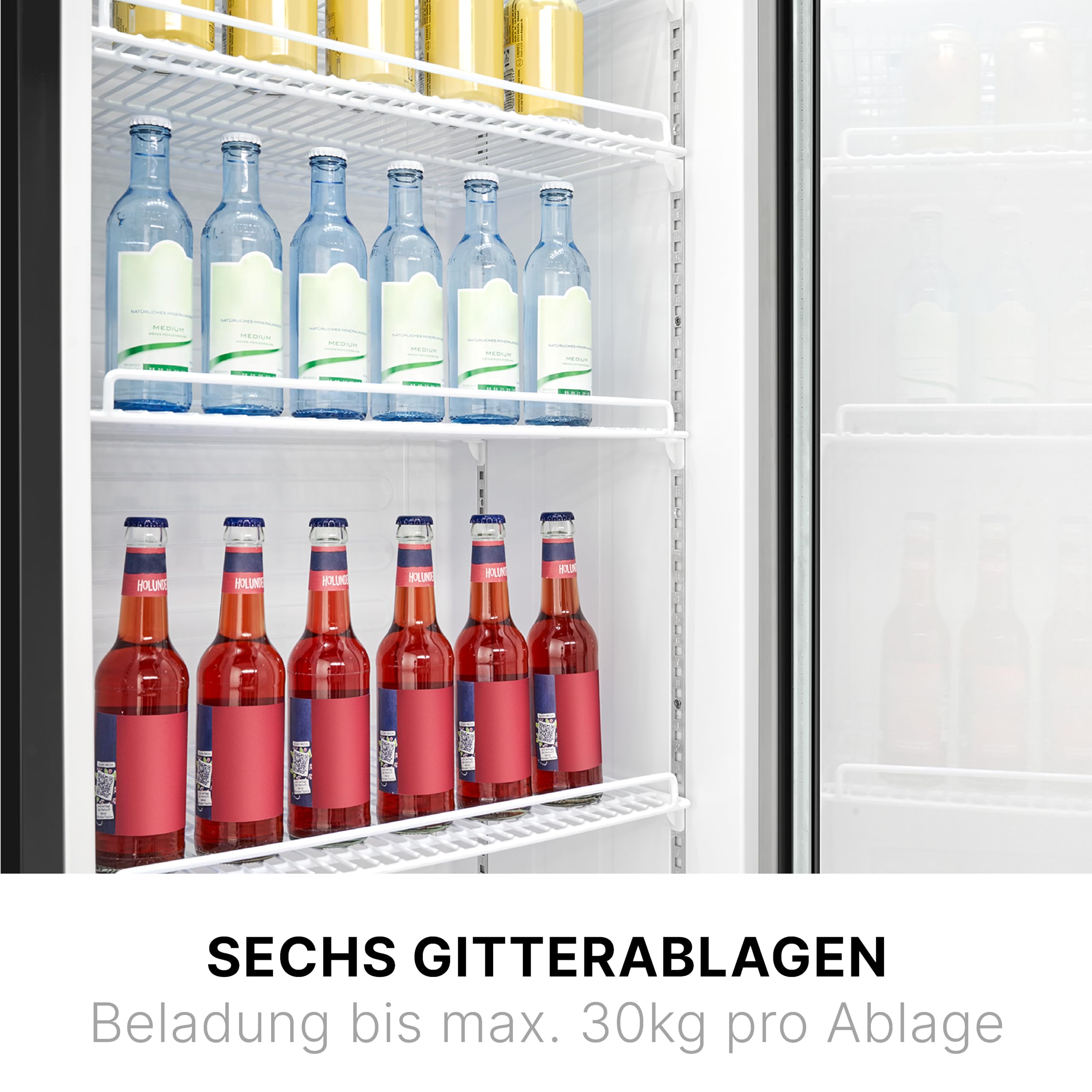Bomann KSG 7351 Kühlschrank 347 Liter Getränkekühlschrank abschließbar Glastür LED-Licht schwarz