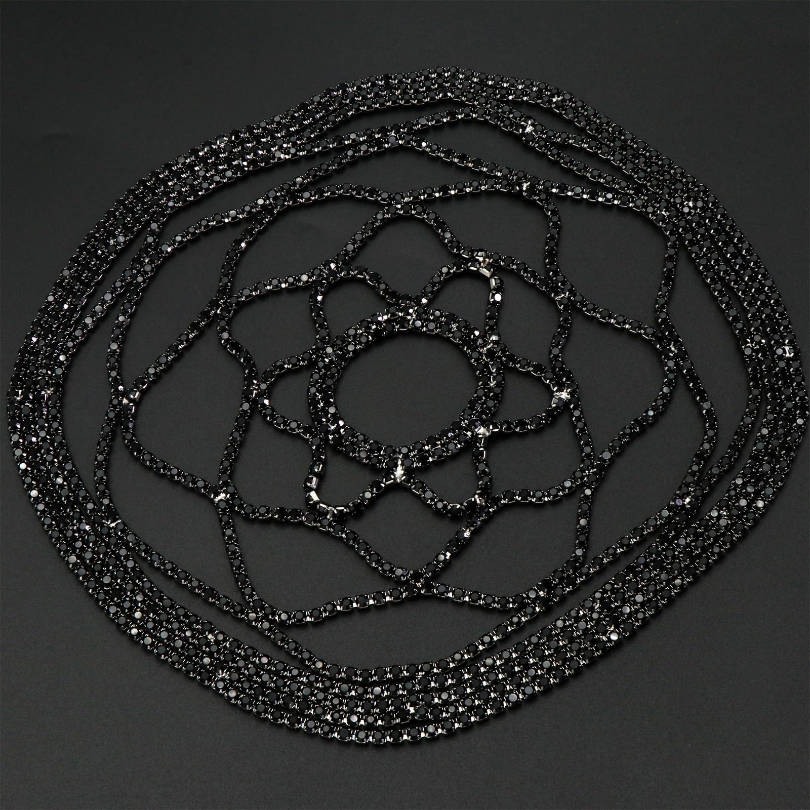 NAISKA Black Crystal Rhinestone Headpieces Caps for Women Wedding Bride Crystal Head Chain 1920S Flapper Hair Headband Jewelry Gatsby Hair Accessories for Women and Girls