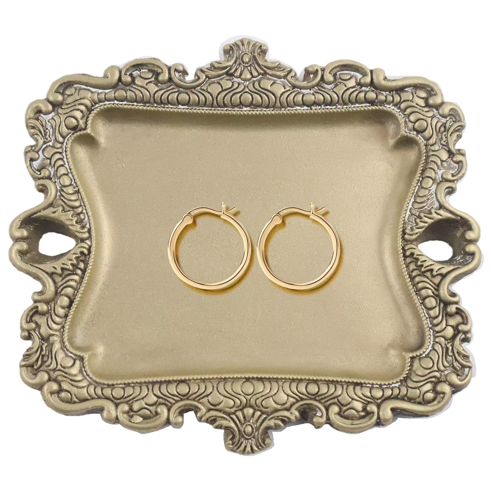 Vintage Style Gold Jewelry Dish Small Antique Trinket Tray for Rings Holder Unique Birthday Wedding Gifts for Women