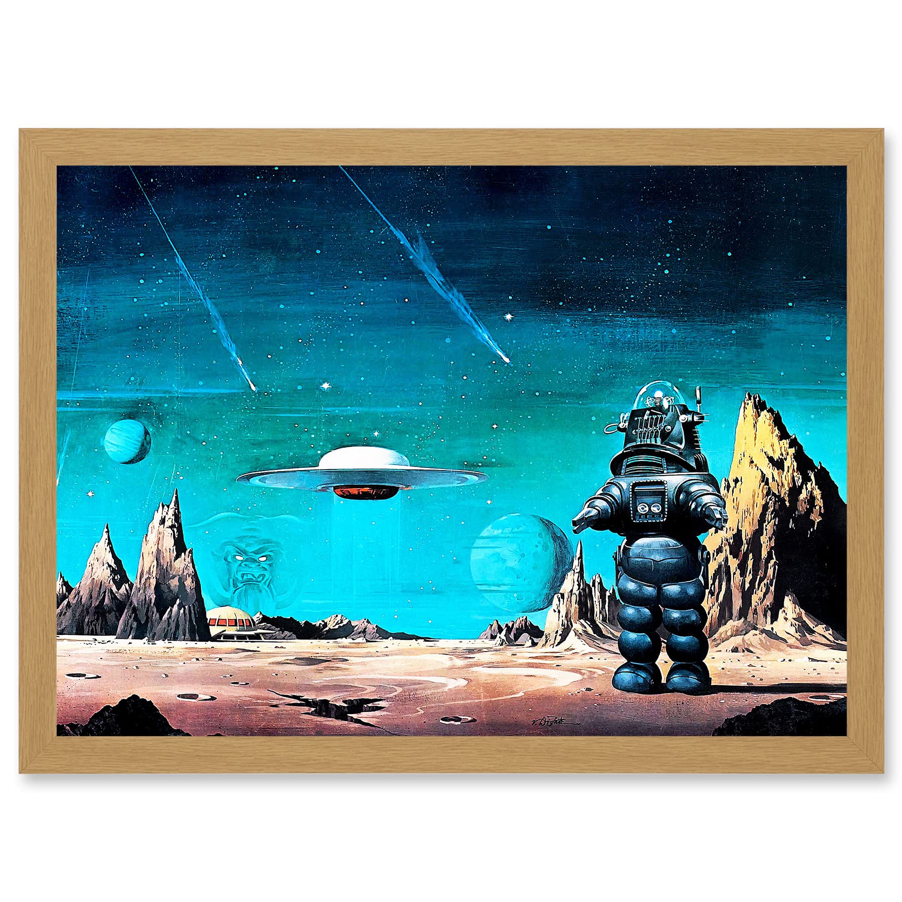 Artery8 Forbidden Planet Space Stars Sci Fi USA A4 Artwork Framed Wall Art Print