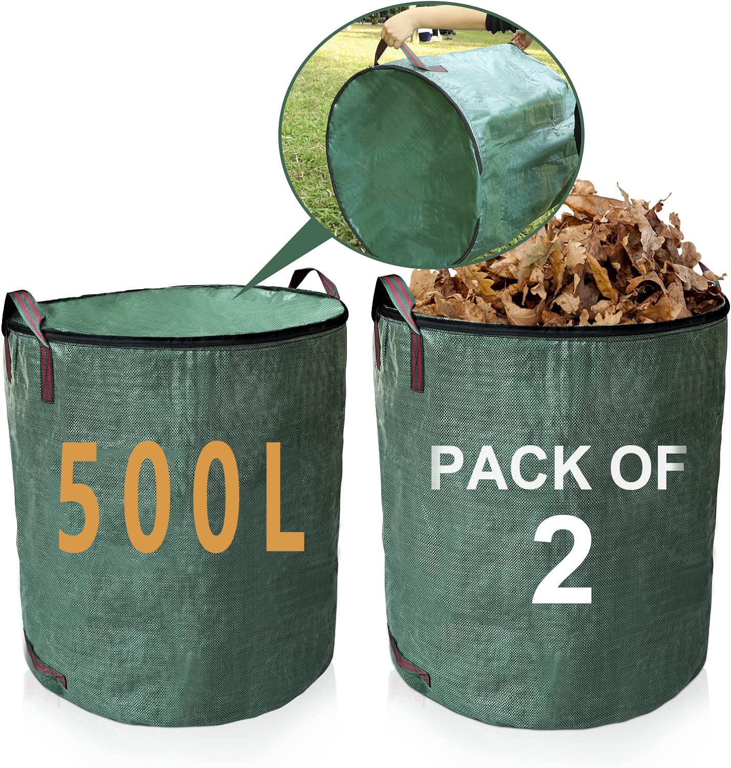 losolese Large Garden Waste Bags with lid and zipper