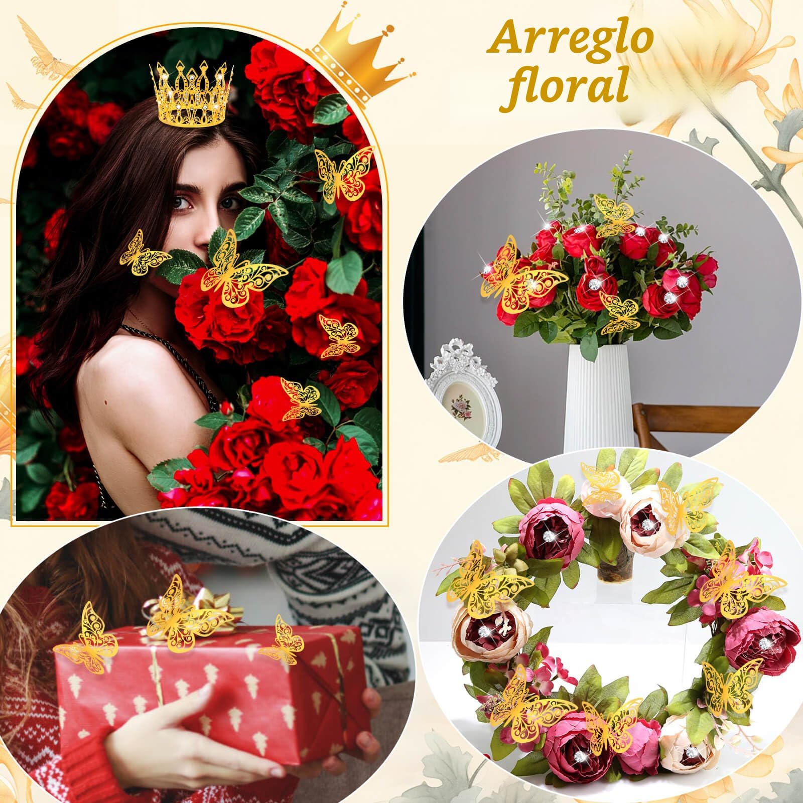 50 Colgantes De Corona Dorados - Para Decorar Tartas, Ramos De Flores, Joyería DIY, Bodas, Cumpleaños Y Eventos Especiales