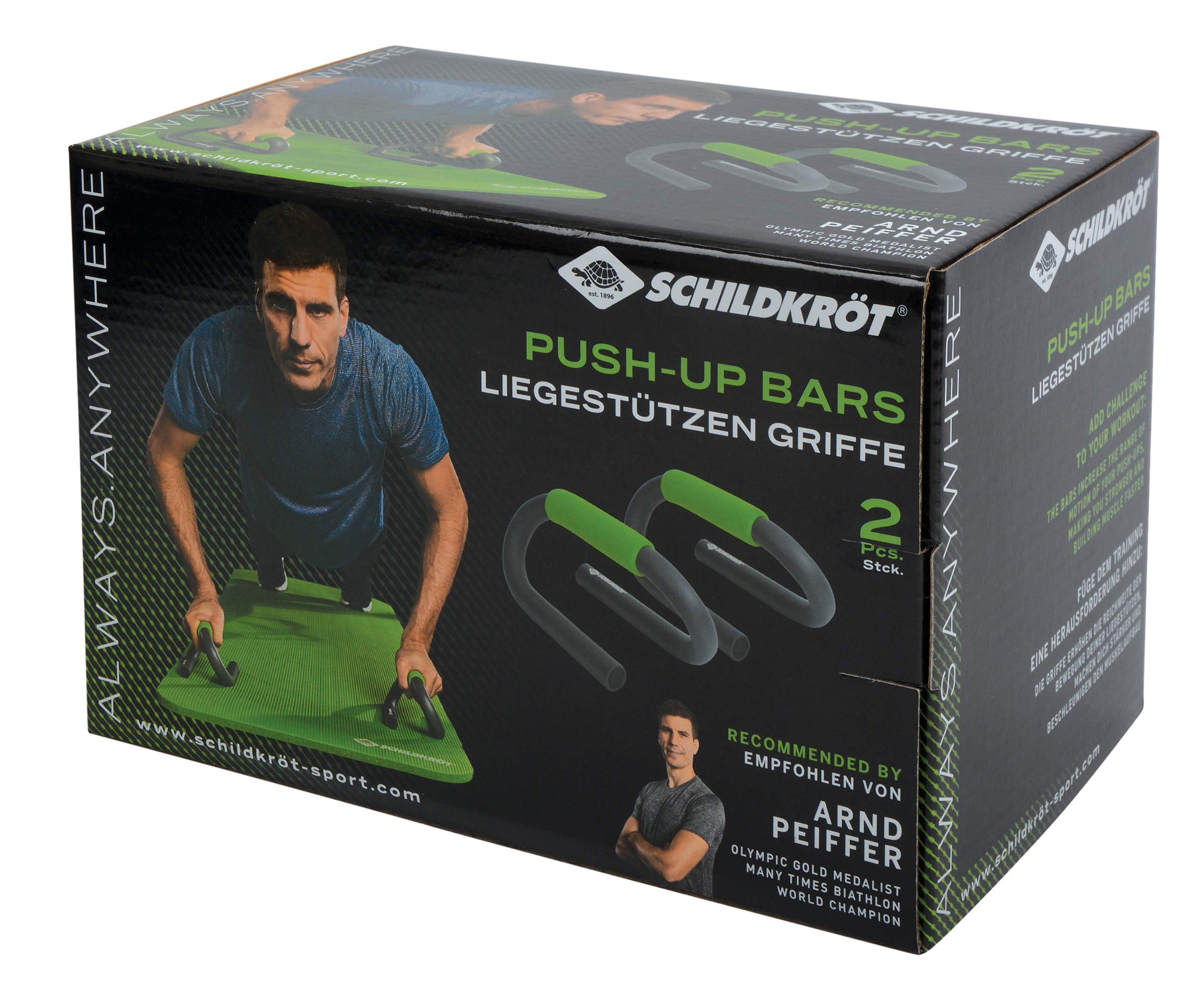 Schildkröt Unisex – Push Up Bars, 2 uchwyty do pompek, antracytowo-zielony, w 4 kolorach, 960145, wielokolorowe, rozmiar uniwersalny
