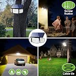 Intelamp Solaire Motion Sensor Lights Outdoor, 3-Head LED Lumière d'inondation de sécurité, 6000mAh 1200LM Double PIR, IP65 Lampe murale solaire étanche et réglable pour garage Yard Driveway Patio