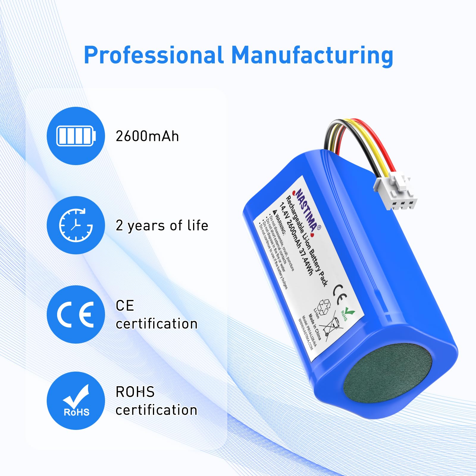 NASTIMA Zastępcza bateria 14,4 V 2600 mAh do Proscenic 800T 820T 820S, bateria litowo-jonowa do serii odkurzaczy PR-800T PR-820T