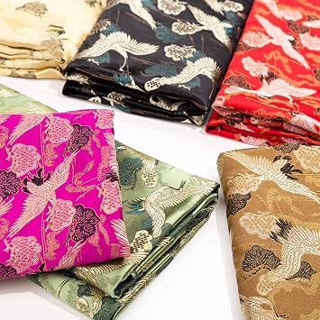 Brocade Fabric Quality Embroidery Brocade Damask Fabric - Silk Satin for Costume, Kimono, and Upholstery(Green)