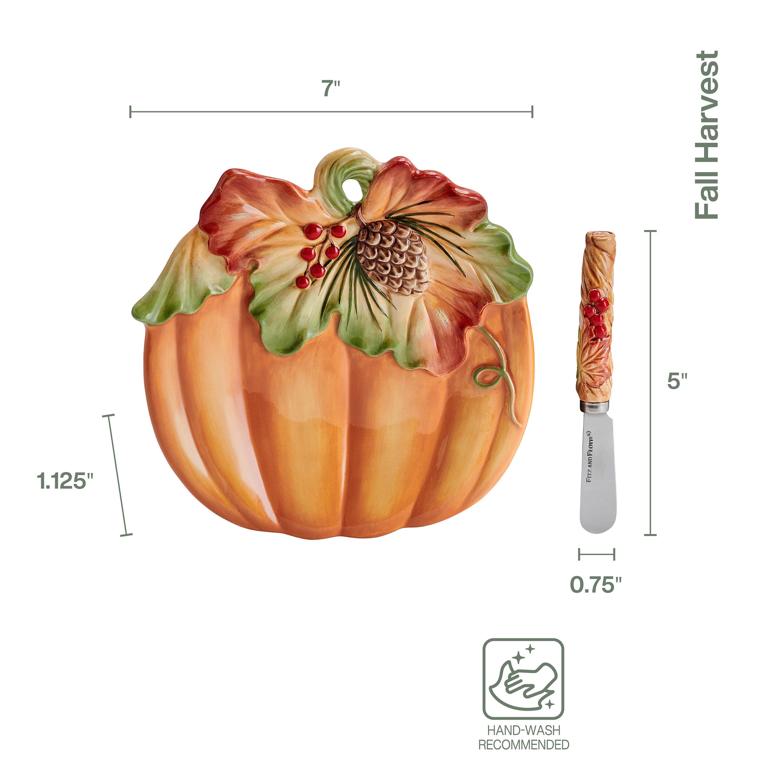 Fitz and Floyd Herbsternte Kürbis Snack Vorspeisenteller mit Streuer, 17,8 cm