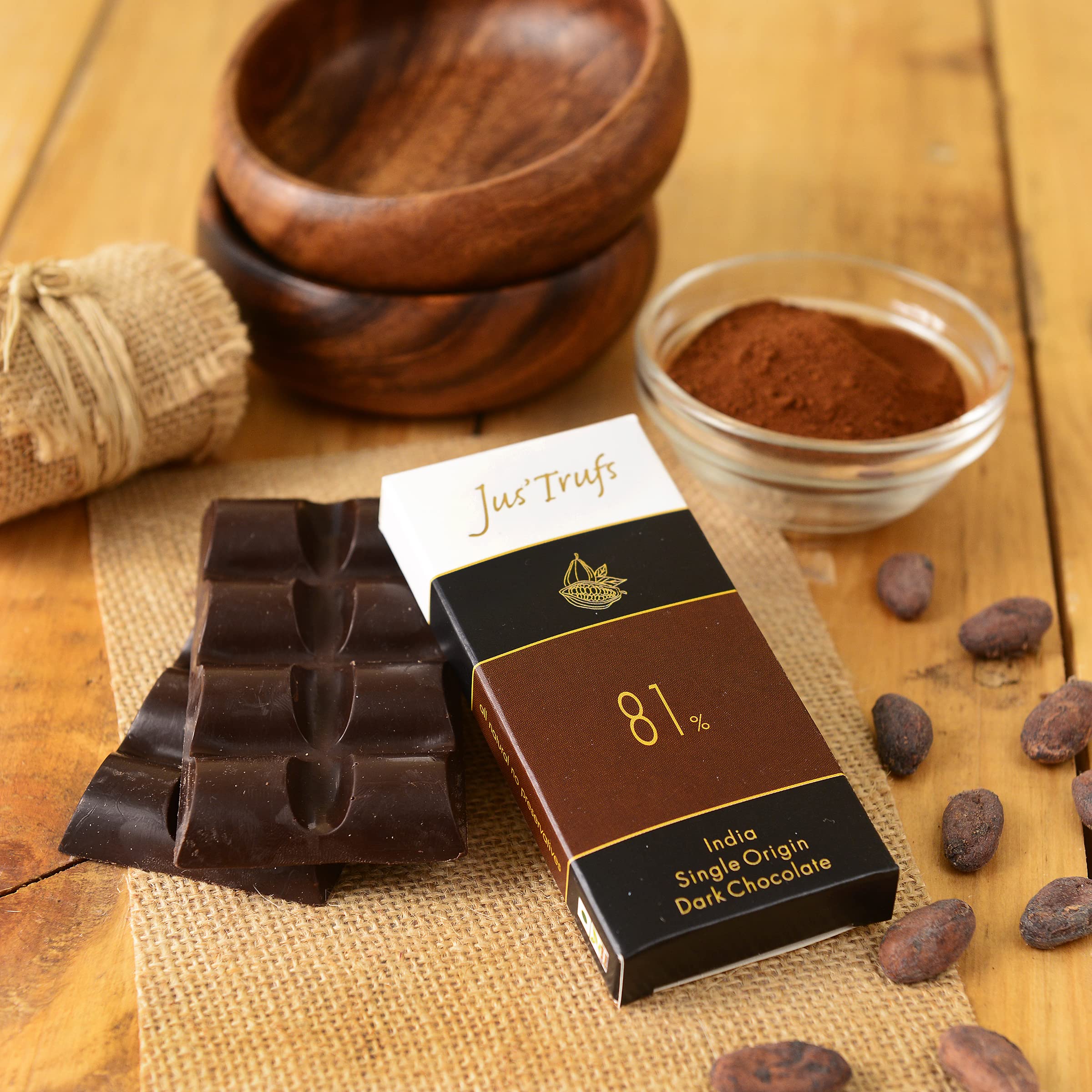 Jus’Trufs Artisanal 81% Dark Chocolate Bar - Set of 2 | Vegan and Gluten-Free | Healthy Chocolate | Each Chocolate 40 gm | Net Wt 80 gm (B01CI2QCBI) Amazon Price History, Amazon Price Tracker