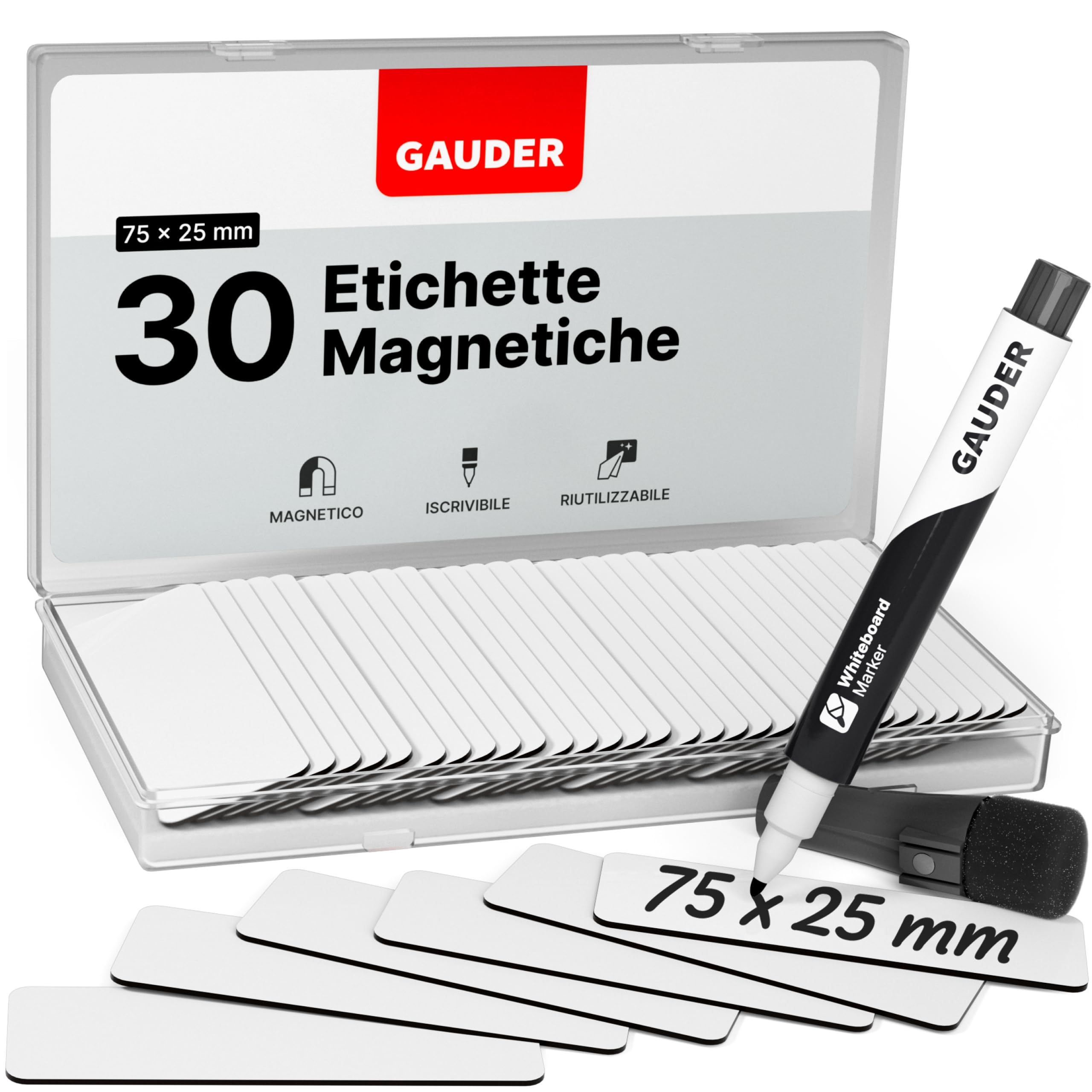 Etichette Magnetiche Scrivibili - 60 Pezzi Riutilizzabili | Per Frigorifero, Lavagne E Superfici Magnetiche | 60x20mm - Foto 6