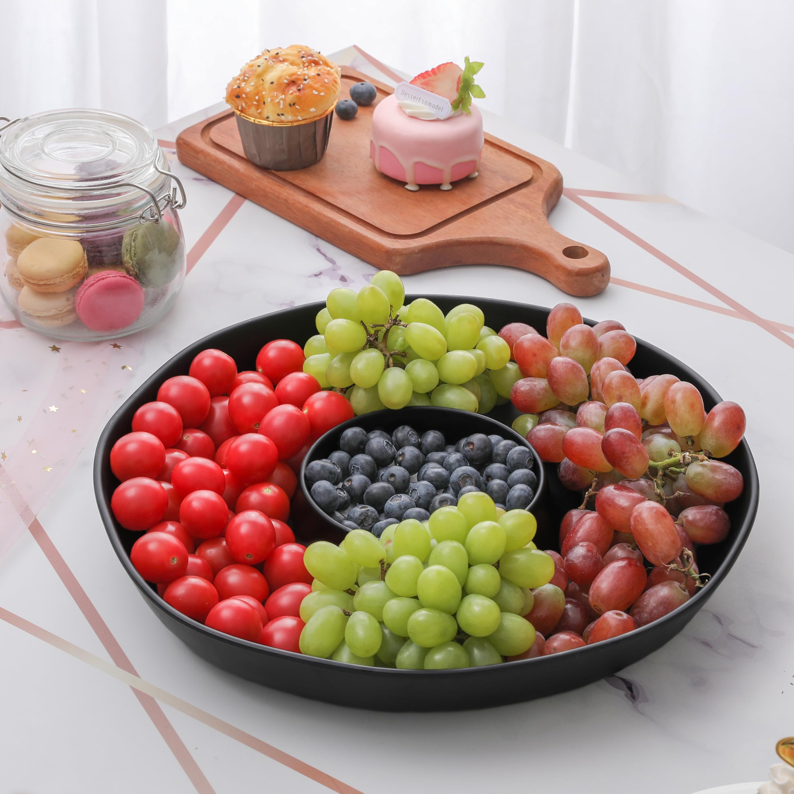 Chip & Dip Serving Set, 2 PCS Divided Cheeses Serving Platter, Relish