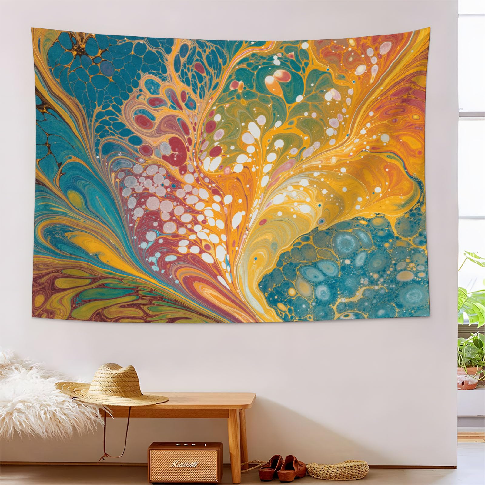 Tapiz de pared fluido abstracto para transformar tu dormitorio en un oasis de color de 200x150cm 8