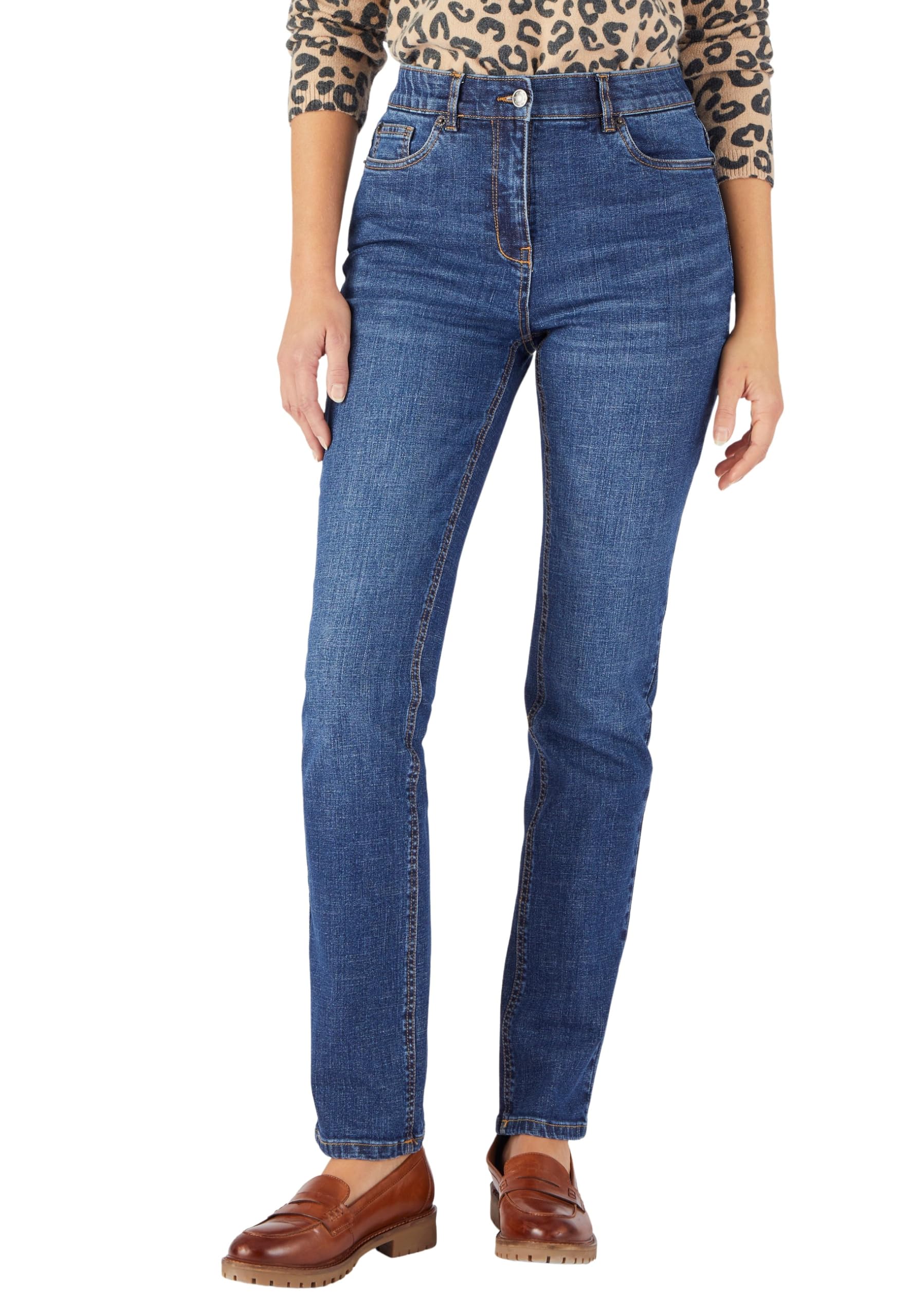 Damart Women's Mid Denim Denim Straight-Leg Trousers