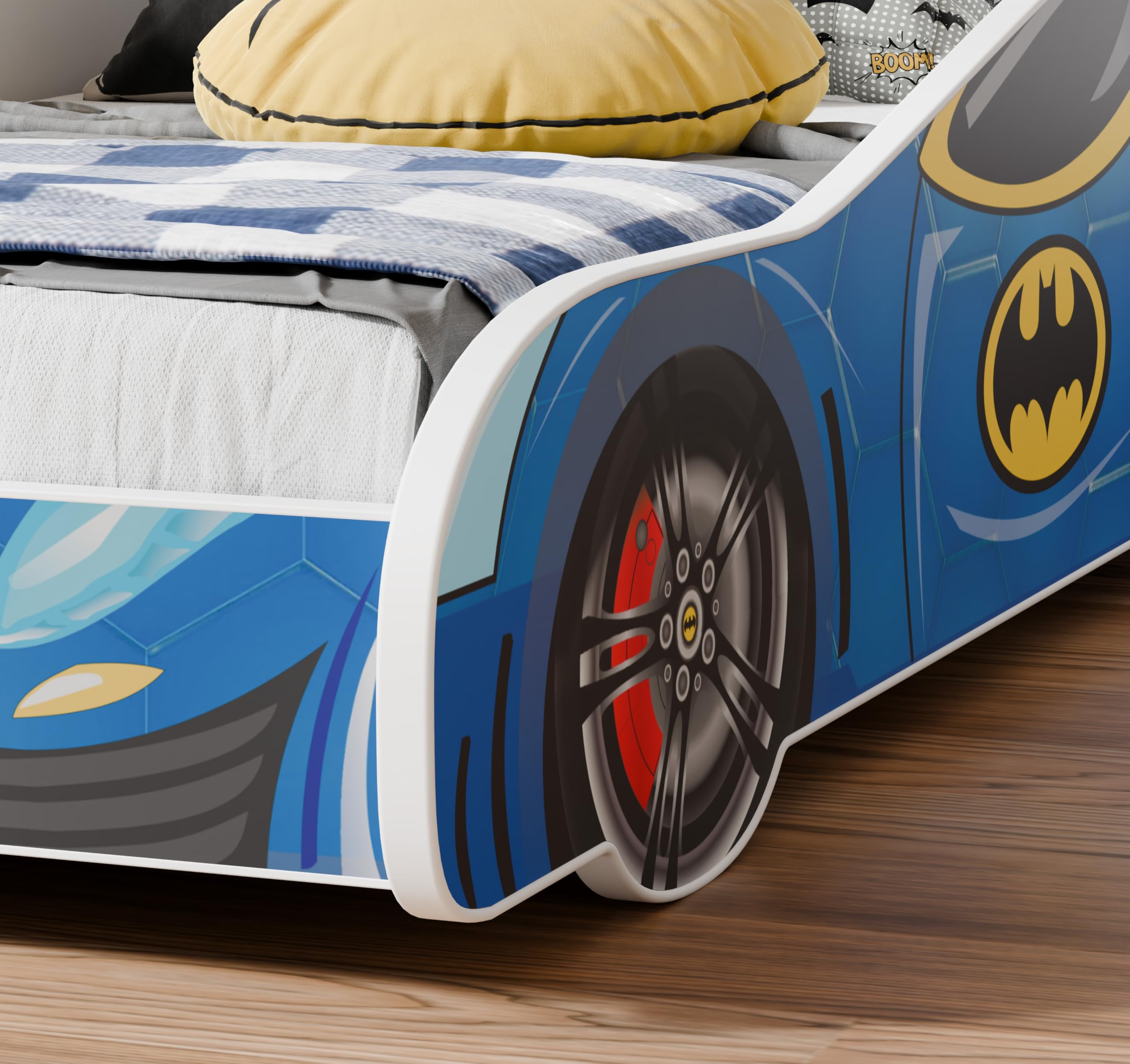 Lit Enfant Spider Car KOBI 80x160 Cm - Lit Cabane Thème Spiderman Avec Sommier Et Matelas