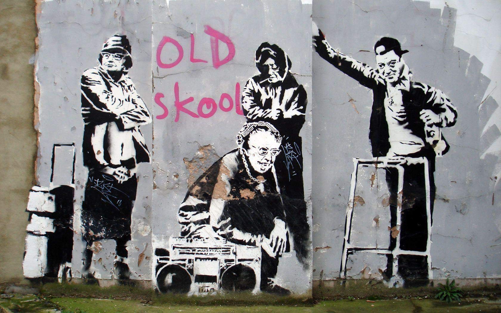 Amazon.com: Banksy Old School Graffiti - Lienzo impreso para