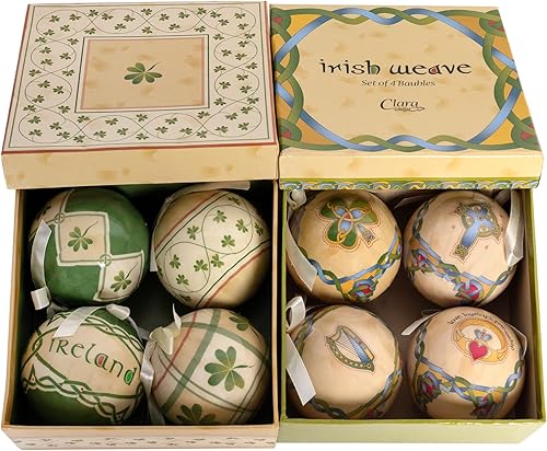 Adornos de Navidad de papel irlandés Bolas de globo 2 cajas juego de 4