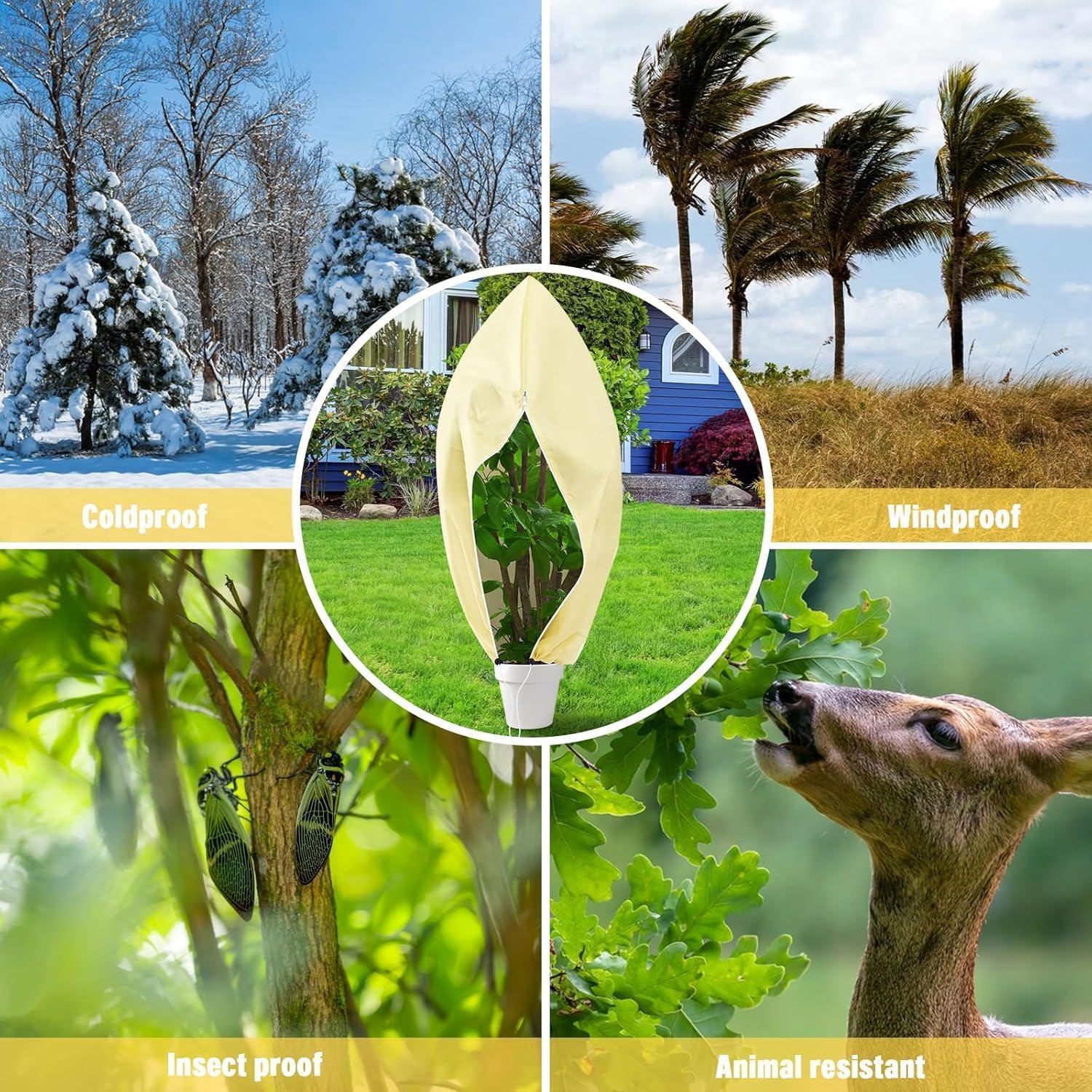 Funda Protectora Para Plantas De Invierno - 2 Unidades, 200x240 Cm, Con Cremallera Y Cordón