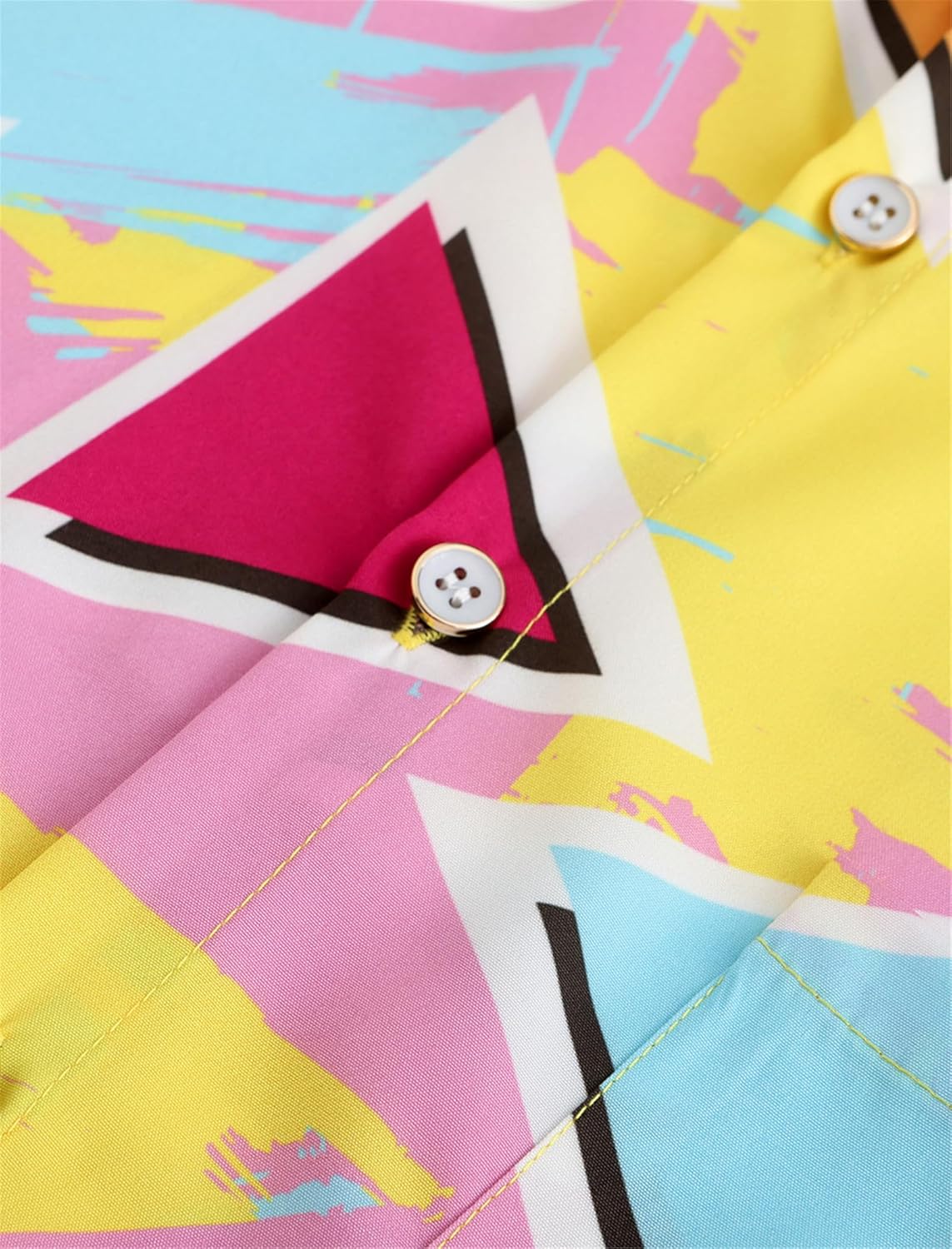 KYKU 80s Costume 90s Clothes Hawaiian Shirt for Men Button Down Shirts Short Sleeve Retro Disco Outfits - Image 5