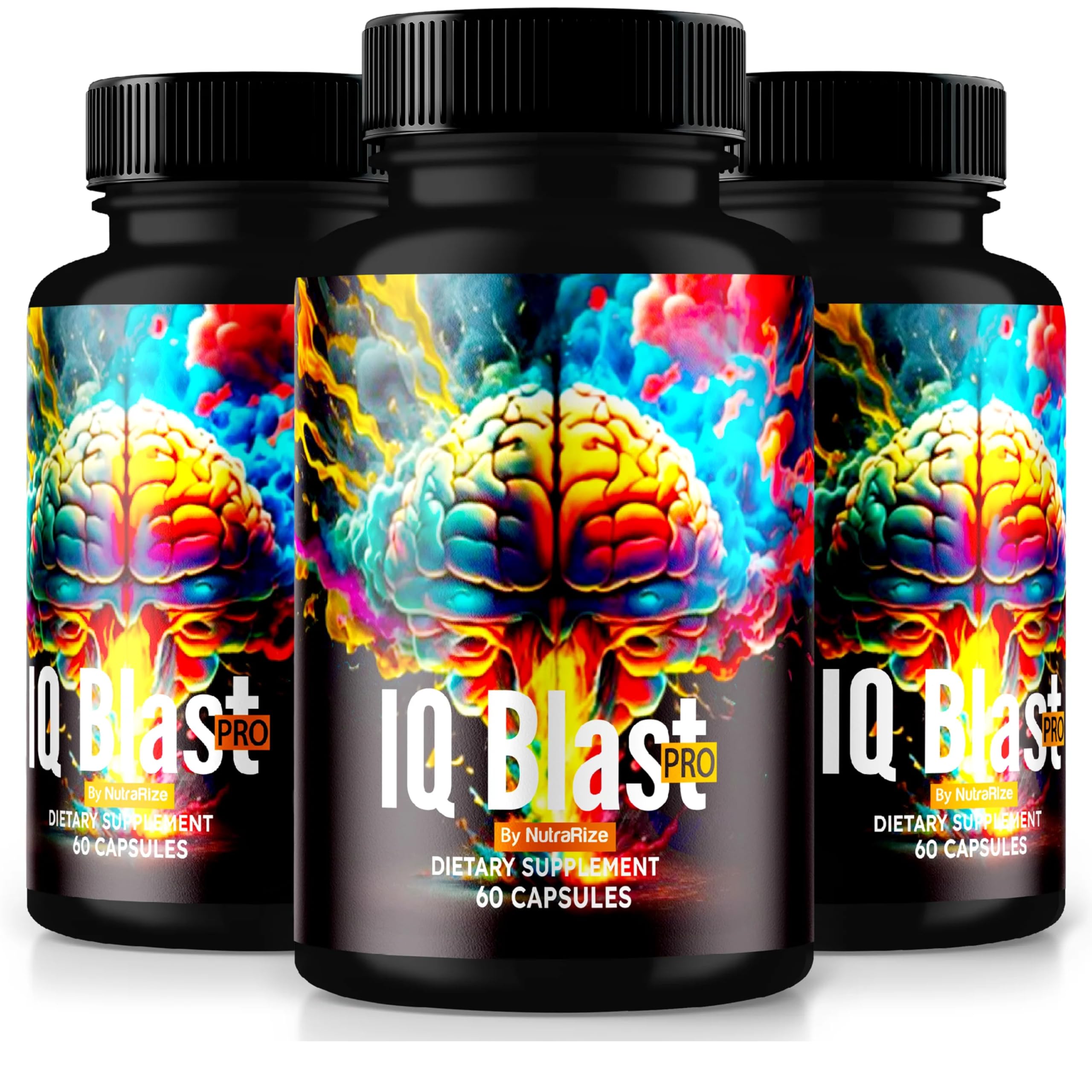 NutraRize (3 Pack) IQ Blast Pro – Daily Support Capsules with a Clean Formula for Focus, Alertness, and Sharpness | Easy-to-Take Pills for Everyday Wellness (180 Capsules)