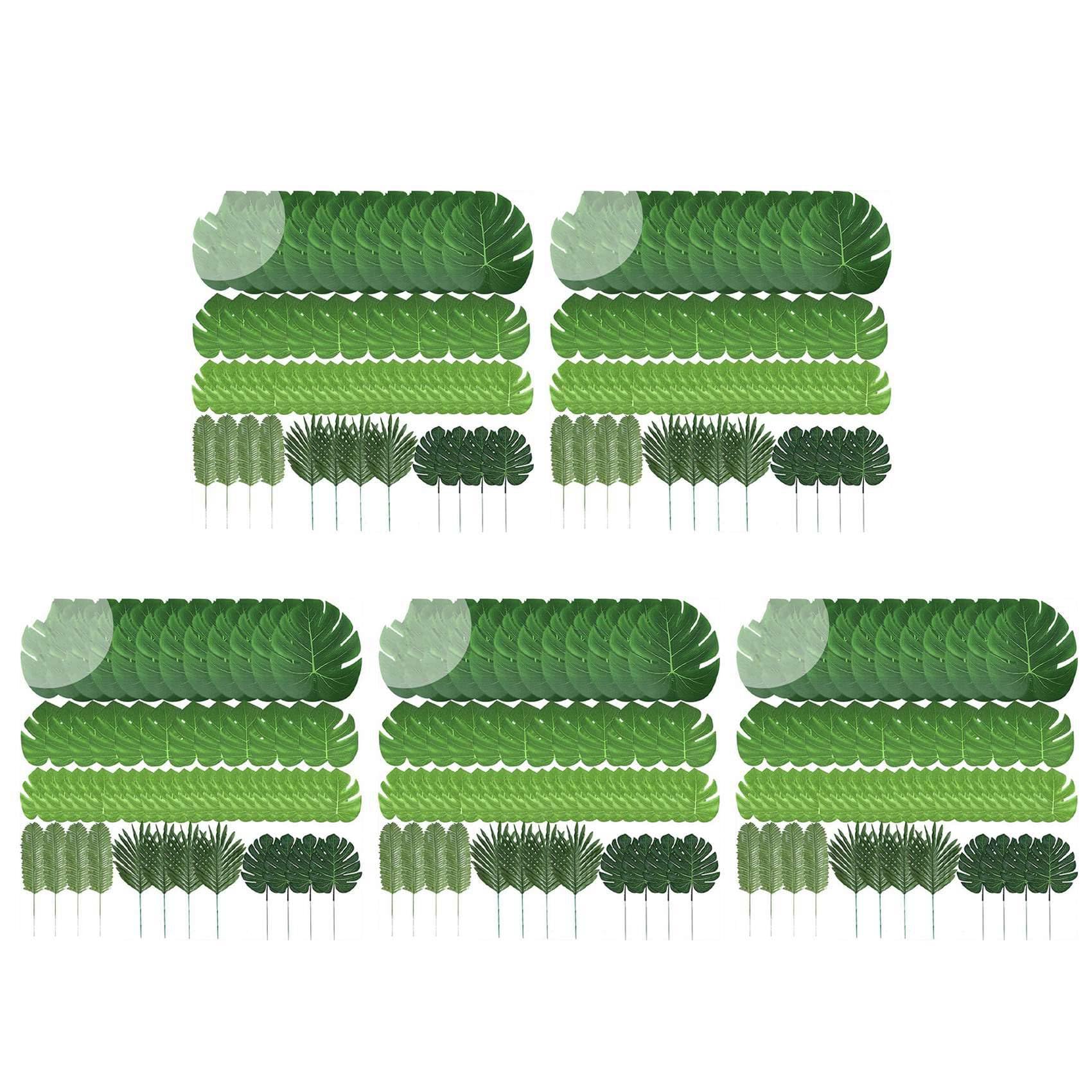 Vjsujehgy 300 Pcs 6 Kinds Artificial Palm Leaves Tropical Plant Leaves Faux Monstera Leaves Stems