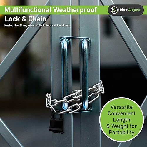 Miniatura 7 de Urban August Cadena de seguridad endurecida de 0.315 pulgadas de grosor con un bloqueo de almohadilla resistente a la intemperie  Cerradura de