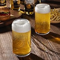 Vista 3 de NETANY Juego de 8 piezas: vasos para beber con popote de vidrio, vasos de vidrio de 16 onzas, vasos de cerveza, vasos de café helado, lindo vaso