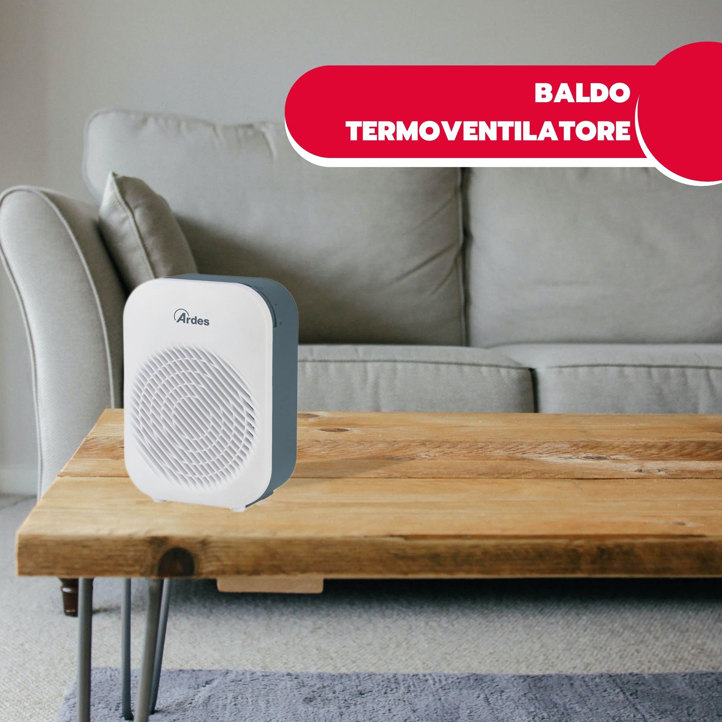 ARDES | AR4F10TI Termoventilatore a Filo CHRONOS, Stufetta Riscaldante 2 Potenze Eco/comfort, Termostato Temperatura Ambiente, Stufetta Scaldino Portatile con Timer 24H e Sicuro Contro I Liquidi
