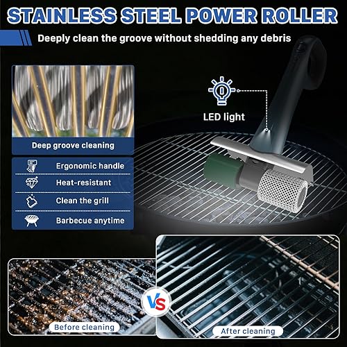 Miniatura 4 de Hillyfe Cepillo de parrilla para exteriores, cepillo de parrilla recargable inalámbrico con 3 cabezales de cepillo, cepillos de limpieza eléctricos