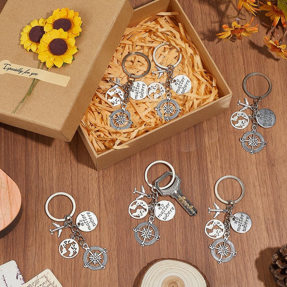 SUNNYCLUE 1 Box 20Pcs Plane Key Chain Bulk Airplane Keychains Bulk Alloy Journey Silver Word Pilot Compass Sets Travel Themed Keychains for Party Favor DIY Purse Gift Supplies Wedding Favors Women image 4