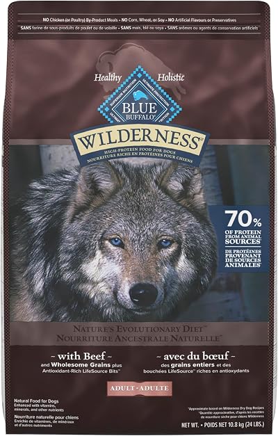 Blue Buffalo Wilderness More Meat & Wholesome Grains Natural Dry Dog Food, Beef 24lb