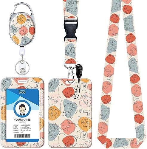 Soporte para tarjeta de identificación con cordón y carrete retráctil, cordón desmontable, protector de identificación vertical para enfermeras,