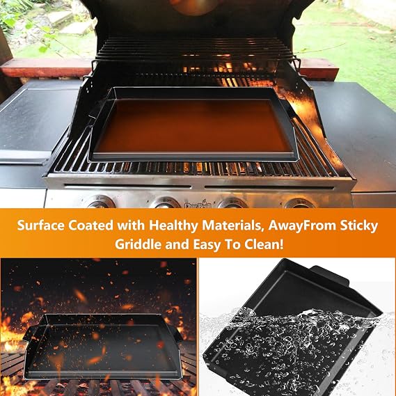 Universal Cast Iron Griddle 23 X 16,Pre-Seasoned Nonstick Coating Stovetop Griddle For All Gas Grills And 4 Burner Range Oven,Cast Iron Grill Pan for Stove Top With Extra High Sidewalls