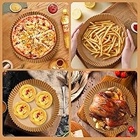 Vista 6 de 200 forros desechables para freidora de aire, redondos, antiadherentes, de 7.9 pulgadas, papel pergamino de grado alimenticio para freidoras de aire