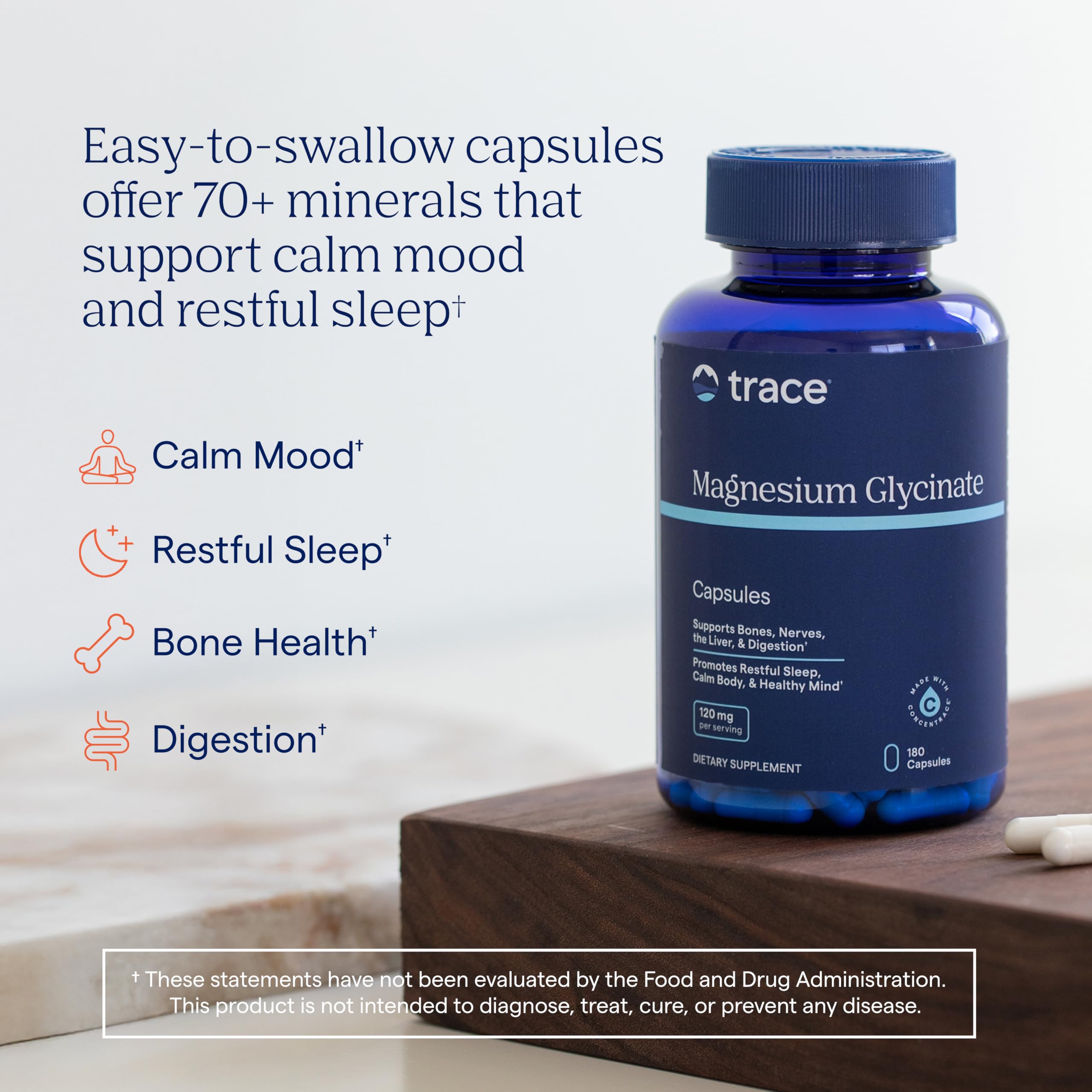 Trace Minerals Magnesium Glycinate Capsules, 120 mg, 180 Count — Amazon image 2