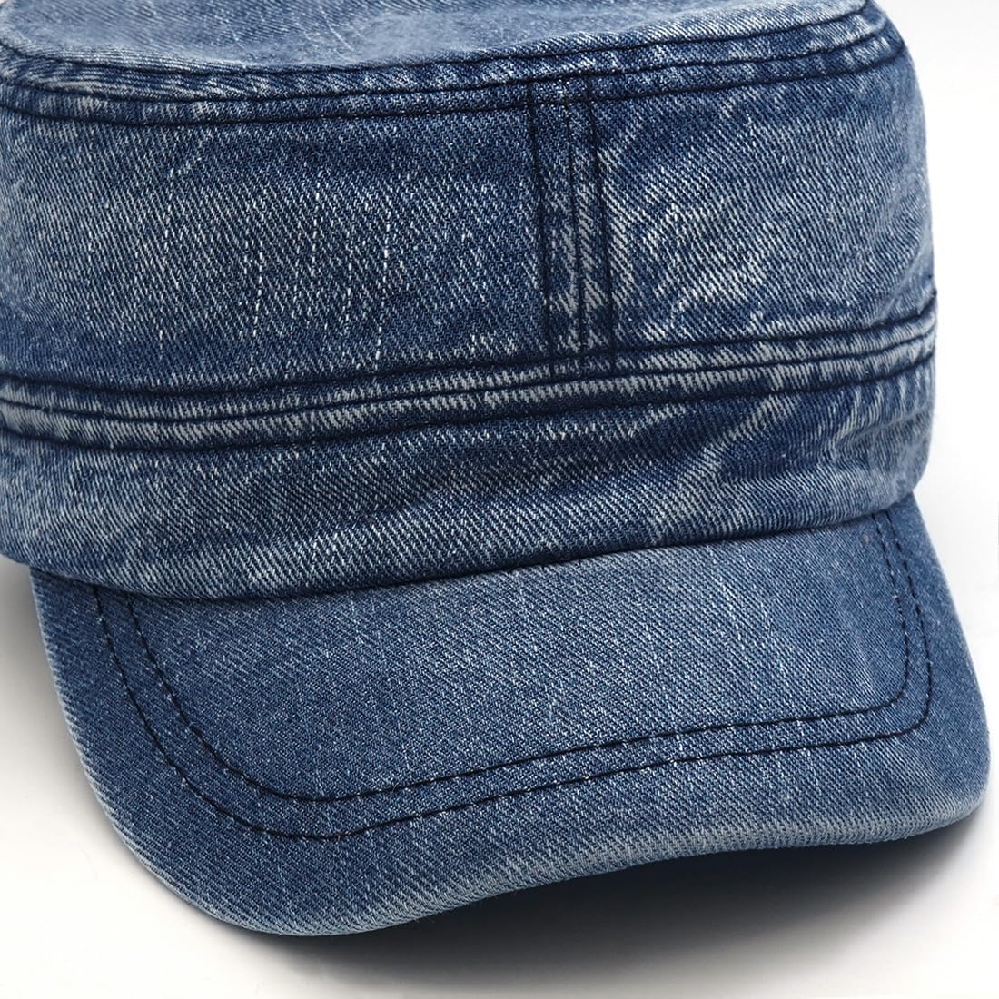 Cadet Army Cap Denim Military Caps Flat Top Hats for Men Women